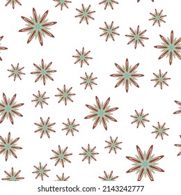 Minimal flower seamless pattern vector illustration. Floral design for fabric interior decor. Simple flower bloom seamless background. Botanical motifs vector illustration with abstract chamomile.