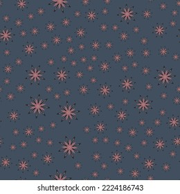 Minimal flower seamless pattern vector illustration. Elegant template for fashion prints. Star shape flower seamless background. Botanical motifs vector illustration with abstract chamomile.