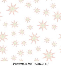 Minimal flower seamless pattern vector illustration. Floral design for textile print. Trendy simple flower seamless background. Ornament illustration with abstract chamomile.