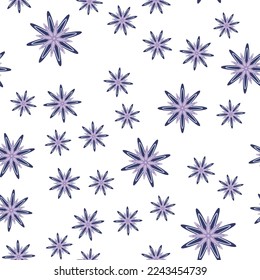 Minimal flower seamless pattern vector illustration. Floral design for fabric interior decor. Graphic simple flower seamless background. Cute flat botanical illustration with abstract daisy.