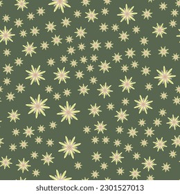 Minimal flower seamless pattern vector illustration. Floral design for wrapping paper. Laconic simple flower seamless background. Vector organic illustration with abstract daisy.