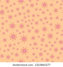 Minimal flower seamless pattern vector illustration. Floral design for fabric interior decor. Simple flower blossom seamless background. Vector organic illustration with abstract chamomile.