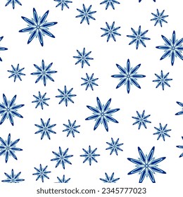 Minimal flower seamless pattern vector illustration. Elegant template for fashion prints. Star shape flower seamless background. Vector organic illustration with abstract daisy.