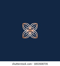 minimal flower vector logo icon for spa salon herbal boutique and jewellery