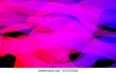 Minimal Flowing Background. Bright Neon Modern Design for Wallpaper, Banner, Placard. Gradient Shapes on Black Background.