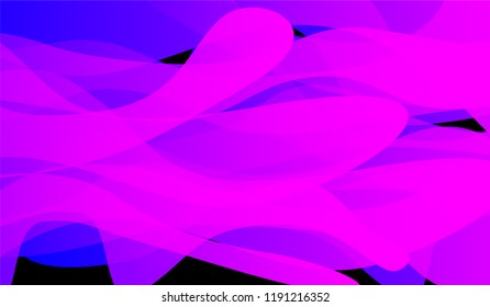 Minimal Flowing Background. Bright Neon Futuristic Design for Wallpaper, Brochure, Placard. Gradient Shapes on Black Background.