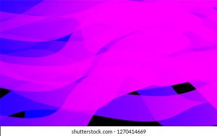 Minimal Flowing Background. Bright Neon Dynamic Design for Card, Cover, Poster. Gradient Shapes on Black Background.