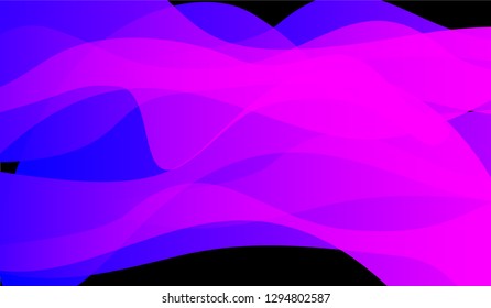 Minimal Flowing Background. Bright Neon Modern Design for Print, Brochure, Poster. Gradient Shapes on Black Background.