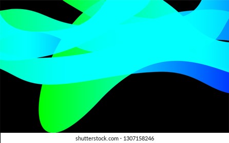 Minimal Flowing Background. Bright Neon Futuristic Design for Print, Brochure, Poster. Gradient Shapes on Black Background.