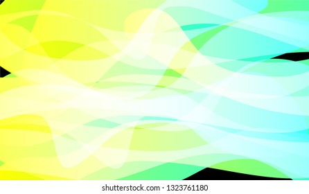 Minimal Flowing Background. Bright Neon Modern Design for Wallpaper, Brochure, Placard. Gradient Shapes on Black Background.