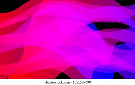Minimal Flowing Background. Bright Neon Modern Design for Card, Cover, Banner. Gradient Shapes on Black Background.