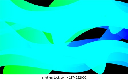 Minimal Flowing Background. Colorful Neon Dynamic Design for Card, Banner, Placard. Gradient Shapes on Black Background.
