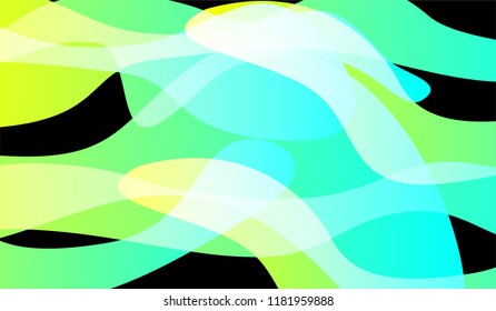 Minimal Flowing Background. Colorful Neon Futuristic Design for Card, Cover, Poster. Gradient Shapes on Black Background.