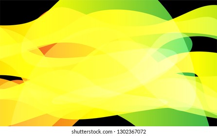 Minimal Flowing Background. Colorful Neon Futuristic Design for Wallpaper, Banner, Placard. Gradient Shapes on Black Background.