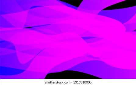 Minimal Flowing Background. Colorful Neon Futuristic Design for Print, Brochure, Poster. Gradient Shapes on Black Background.