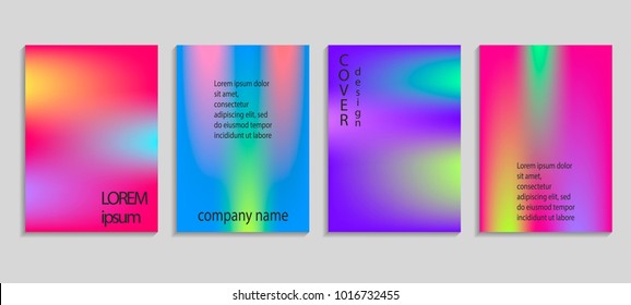 Minimal fluid colors covers set. Future geometric gradient background. Vector templates for placards, banners, flyers, presentations and reports
