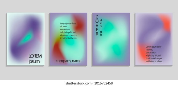 Minimal fluid colors covers set. Future geometric gradient background. Vector templates for placards, banners, flyers, presentations and reports