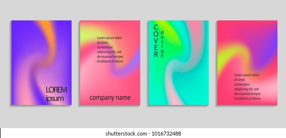 Minimal fluid colors covers set. Future geometric gradient background. Vector templates for placards, banners, flyers, presentations and reports
