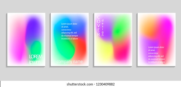 Minimal fluid colors covers set. Future geometric gradient background. Vector templates for placards, banners, flyers, presentations and reports