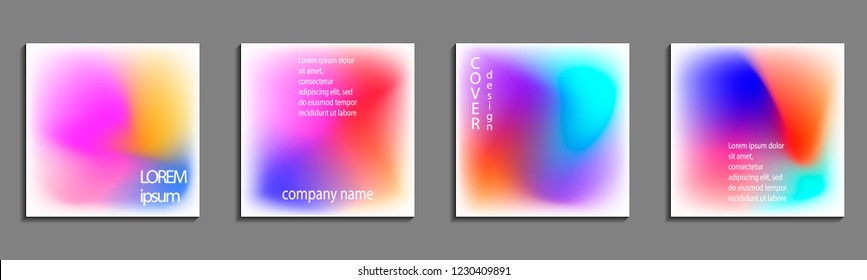 Minimal fluid colors covers set. Future geometric gradient background. Vector templates for placards, banners, flyers, presentations and reports
