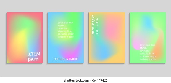 Minimal fluid colors covers set. Future geometric gradient background. Vector templates for placards, banners, flyers, presentations and reports