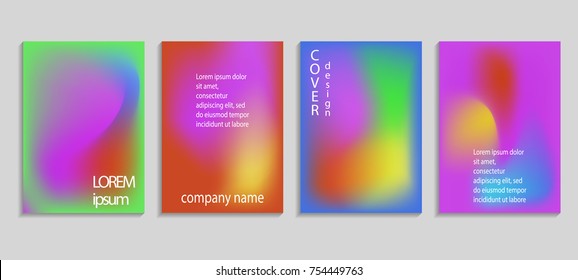 Minimal fluid colors covers set. Future geometric gradient background. Vector templates for placards, banners, flyers, presentations and reports