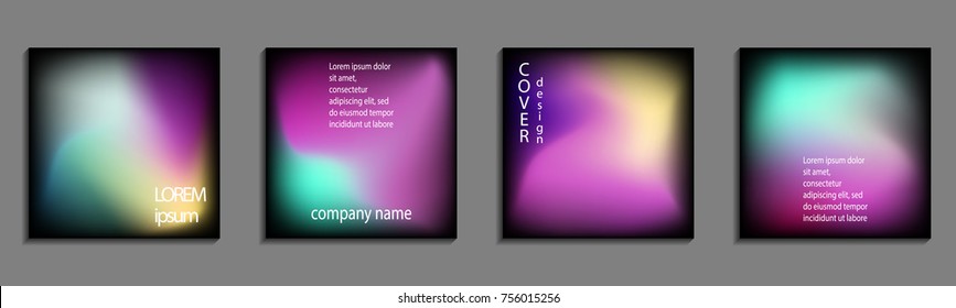 Minimal fluid colors covers set. Future geometric gradient background. Vector templates for placards, banners, flyers, presentations and reports