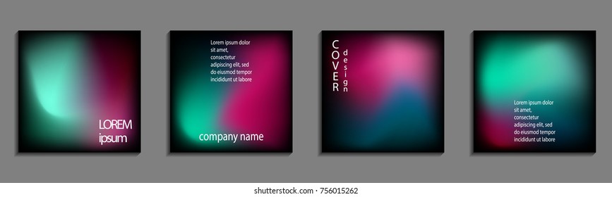 Minimal fluid colors covers set. Future geometric gradient background. Vector templates for placards, banners, flyers, presentations and reports