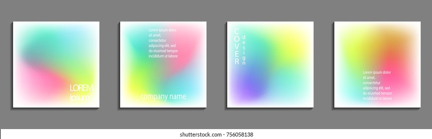 Minimal fluid colors covers set. Future geometric gradient background. Vector templates for placards, banners, flyers, presentations and reports