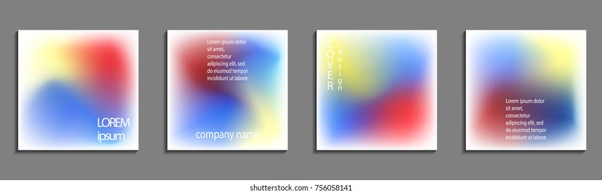 Minimal fluid colors covers set. Future geometric gradient background. Vector templates for placards, banners, flyers, presentations and reports