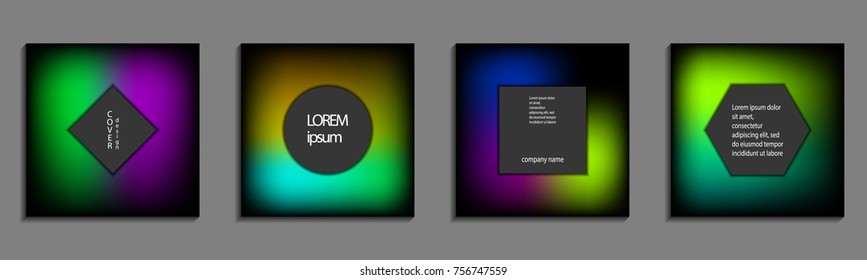 Minimal fluid colors covers set. Future geometric gradient background. Vector templates for placards, banners, flyers, presentations and reports
