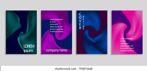 Minimal fluid colors covers set. Future geometric gradient background. Vector templates for placards, banners, flyers, presentations and reports