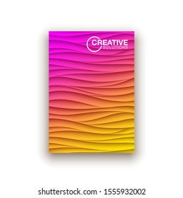Minimal fluid covers design wall panel. Halftone colorful realistic 3d relief wave design. Future liquid modern interior gypsum stucco relievo patterns. Eps10 vector background set.