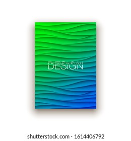 Minimal fluid covers design wall panel. Halftone colorful realistic 3d relief wave design. Future liquid modern interior gypsum stucco relievo patterns. Eps10 vector background set.