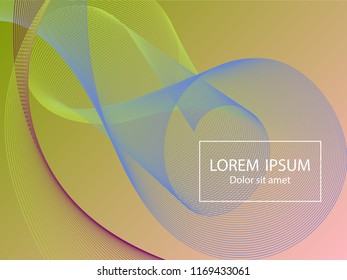 Minimal fluid curve shapes composition. Landing page template vector. Fluid background design. Futuristic poster design. Wavy geometric curve lines grid texture music abstract background.