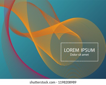 Minimal fluid curve shapes composition. Landing page template vector. Vibrant background design. Futuristic poster design. Wavy geometric curve lines grid texture helix abstract background.