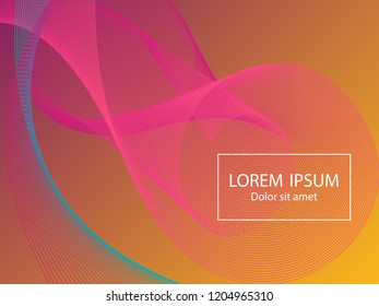 Minimal fluid curve shapes composition. Landing page template vector. Vibrant background design. Futuristic poster design. Wavy geometric curve lines grid texture music abstract background.