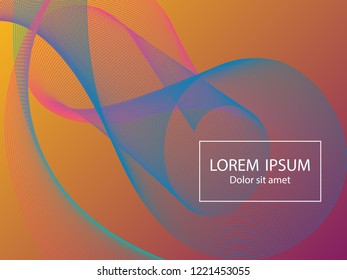 Minimal fluid curve shapes composition. Landing page template vector. Creative background design. Futuristic poster design. Wavy geometric curve lines grid texture music abstract background.