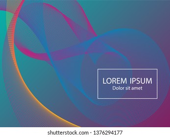 Minimal fluid curve shapes composition. Landing page template vector. Vivid background design. Trendy gradients. Wavy geometric curve lines grid texture helix abstract background.