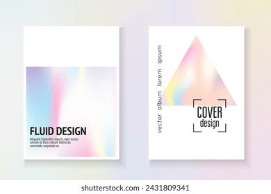 Minimal Fluid. Neon Presentation. Blue Iridescent Cover. Vintage Screen. Business Retro Illustration. Modern Design. Rainbow Foil. Purple Minimal Fluid