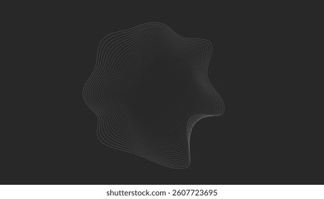 Minimal fluid waveform art made with abstract flowing lines on white