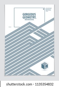 Minimal flyer, booklet, annual report cover template. Web, commerce or events vector graphic design template. Cover with minimal design. A4 print format.
