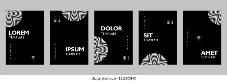 Minimal flyer brochure templates. Black background for leaflet, annual report, company profile and cover book. Modern, trendy and elegant layout for business, promotion and publication. Vector