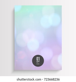 Minimal flyer design with blurry bokeh lights background. Eps 10 stock vector illustration 