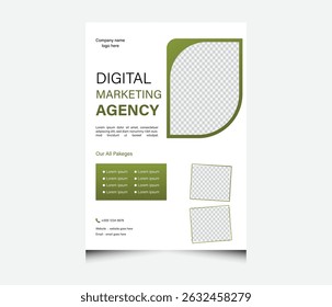 design de folheto mínimo para promoção de empresa de marketing digital