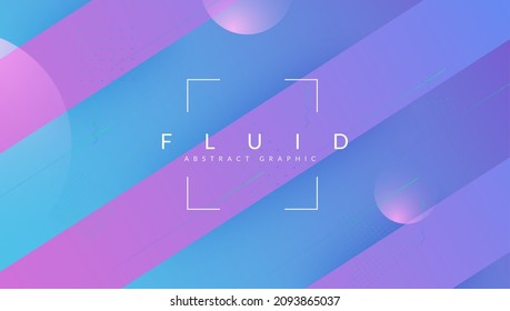 Volante Mínimo. Página de aterrizaje tecnológico. Página Plástica. Diseño moderno y plano. Forma Futurista. Patrón arcoiris. Folleto colorido. Fondo Vibrante Azul. Volante mínimo magenta