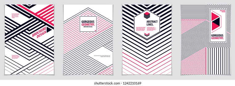 Minimal flyers, booklets, annual reports cover templates. Web, commerce or events vector graphic design templates set. Covers with minimal design. A4 print format.
