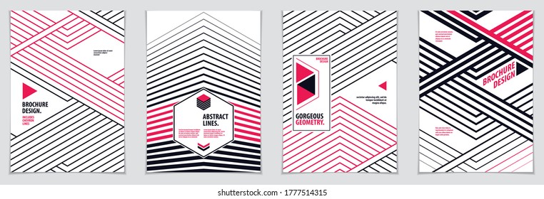Minimal flyers, booklets, annual reports cover templates. Web, commerce or events vector graphic design templates set. Covers with minimal design. A4 print format.