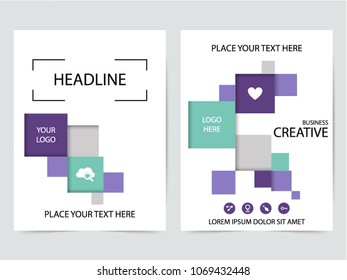 Minimal flyers report business magazine. Brochure design template vector. Square frame in cover book portfolio presentation poster. City concept in A4 layout.