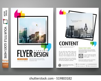 Minimal flyers report business magazine. Brochure design template vector. Square frame in cover book portfolio presentation poster. City concept in A4 layout.